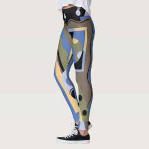 Leggings Arte Deco vintage patrón de jazz cubismo Pochoir