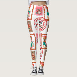 Leggings Arte del conjunto de sellos de Navidad médicos ret
