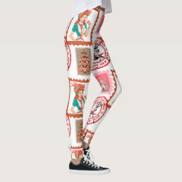 Leggings Arte del conjunto de sellos de Navidad médicos ret