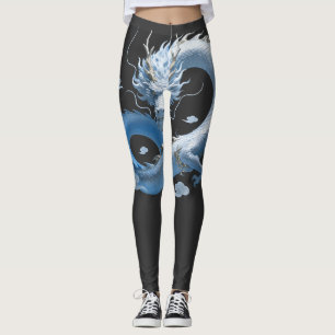 Leggings Arte del Dragón Azul   Estética de Fantasía Mítica