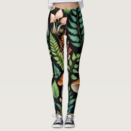 Leggings Arte del patrón de trama Woodland de setas foresta