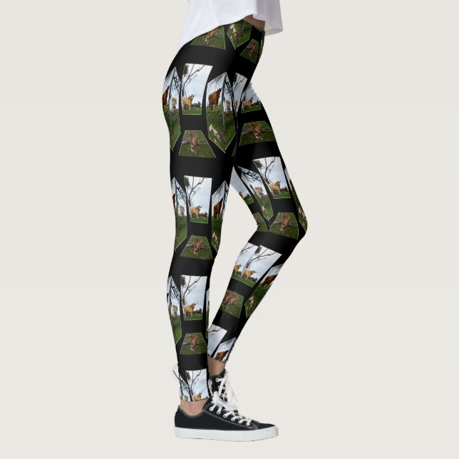 Leggings Arte Dimensional de vaca Highland, negro (Derecha)