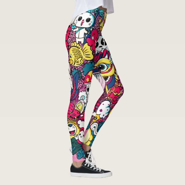 Leggings Arte Doodle Japonés (Derecha)