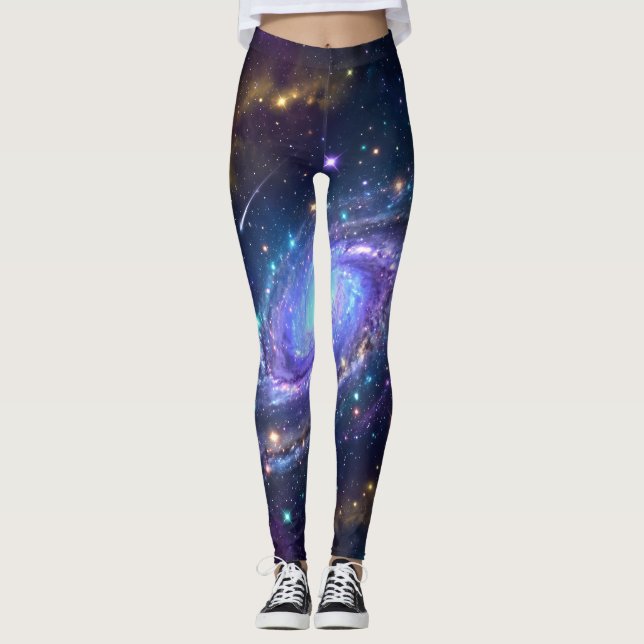 Leggings Arte Espacial de Galaxia Espiral Mística (Anverso)