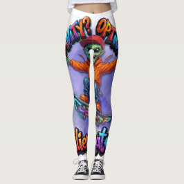 Leggings Arte espacial de hoverboard de skater alienígena c