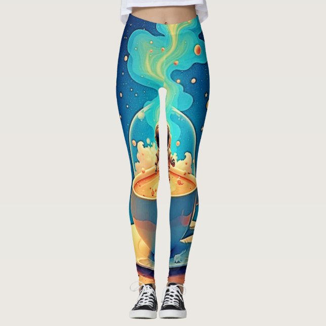 Leggings Arte Espacial del Café del Astronauta (Anverso)