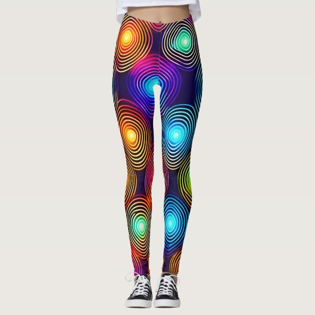 Leggings Arte espiral abstracto vibrante multicolor (Anverso)
