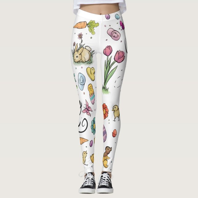 Leggings Arte feliz de Pascua (Anverso)