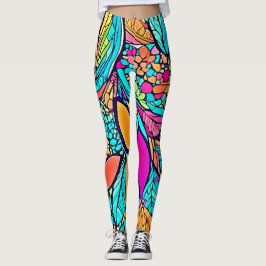 Leggings Arte Floral Abstracto Colorido