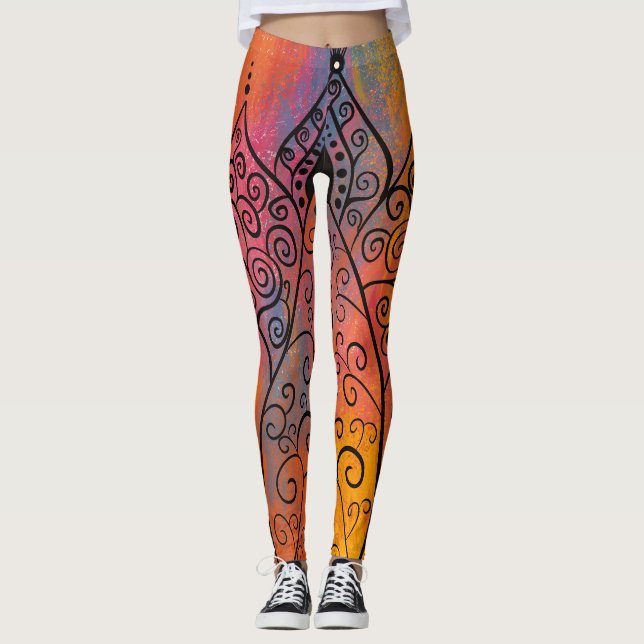 Leggings Arte floral de bonito (Anverso)