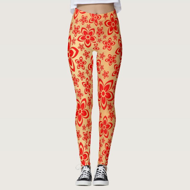 Leggings Arte floral de Golden Red (Anverso)