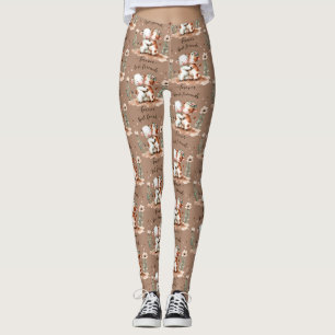 Leggings Arte floral de vacas lindas amigas abrazándose