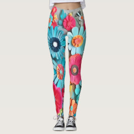 Leggings Arte Floral en Papel Colorido