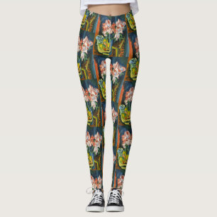 Leggings Arte Floral Expresionista de Rosas Rosadas de Kirc