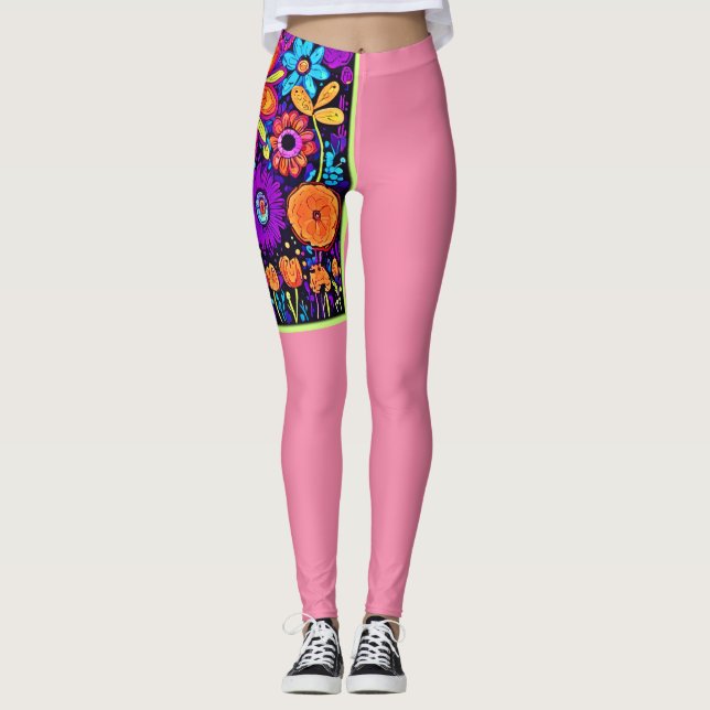 Leggings Arte floral fantasmal (Anverso)