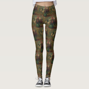 Leggings Arte floral vintage de Renoir con rosas Cottagecor