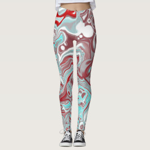 Leggings Arte fluido digital de mármol verde azulado y borg