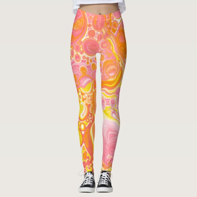 Leggings Arte fluido rosa y Naranja (Anverso)