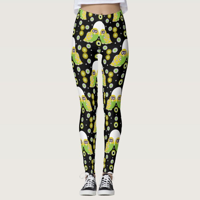 Leggings Arte folclórico de búho escandinavo (Anverso)