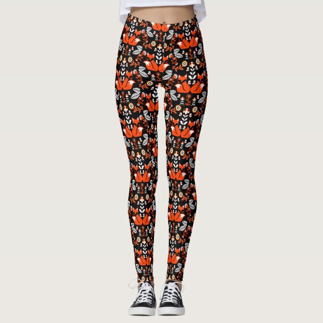 Leggings Arte folclórico nórdico de Fox (Anverso)