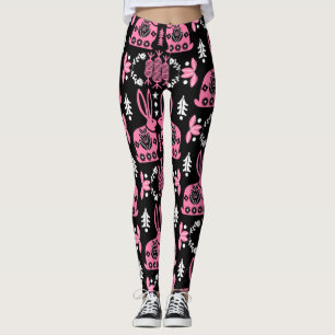 Leggings Arte folclórico nórdico escandinavo conejo