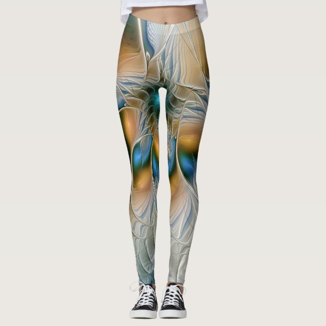 Leggings Arte fractal de fantasía abstracta y elevada con a (Anverso)