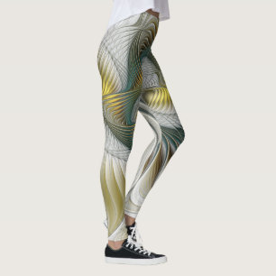 Leggings Arte fractal de fantasía Verde azulada de oro nobl