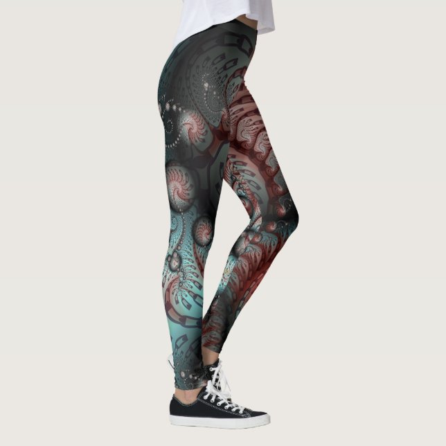 Leggings Arte fractal de fantasía vívida abstracta marrón a (Derecha)