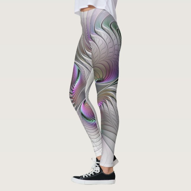 Leggings Arte fractal de figura abstracta moderna tímida fa (Izquierda)