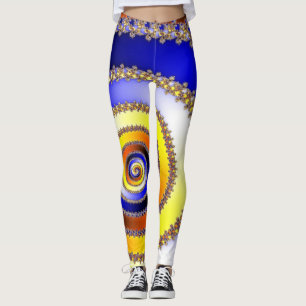 Leggings Arte fractal - ESPIRAL DE PODER azul amarillo nara