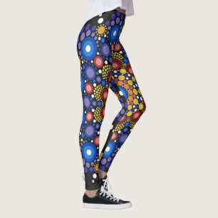 Leggings Arte Fractal Floral Dotado Retro Mandala