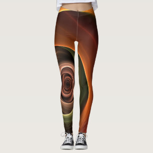 Leggings Arte fractal moderno de colores cálidos abstracto