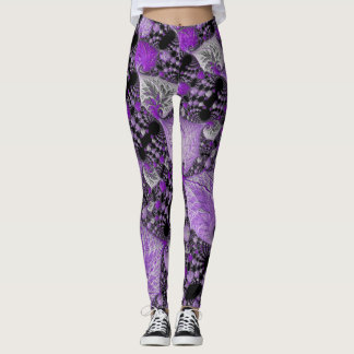 Leggings Arte fractal monocromo púrpura