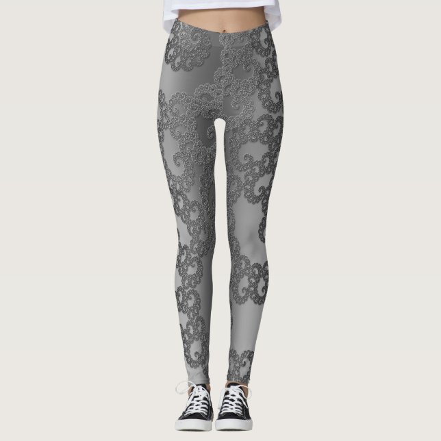 Leggings Arte fractal plateado (Anverso)