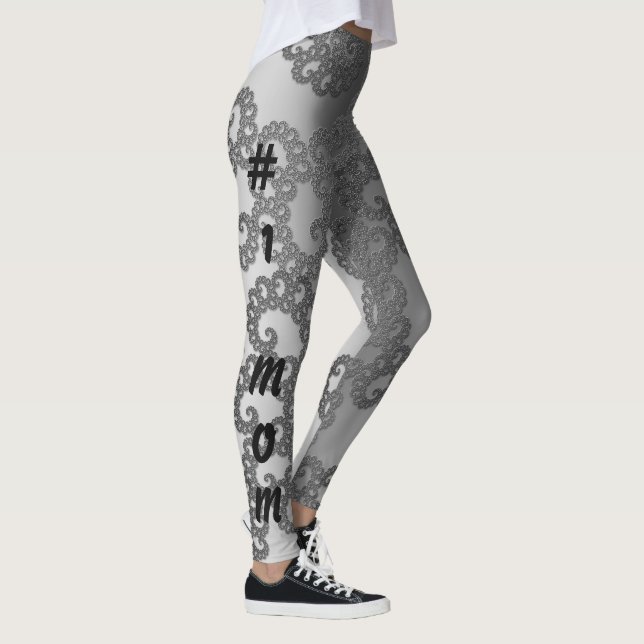 Leggings Arte fractal plateado #1 Mamá (Derecha)