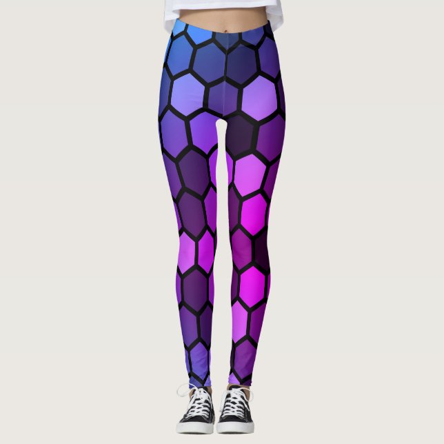 Leggings Arte geométrico hexagonal simple y moderno (Anverso)