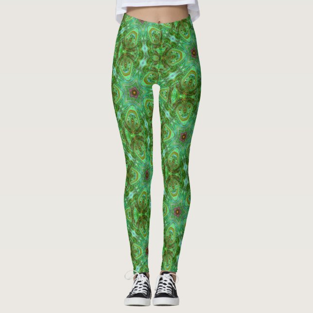 Leggings Arte Geométrico Moderno Peacock Green (Anverso)