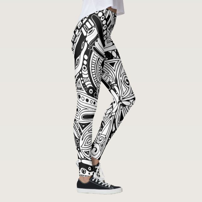 Leggings Arte Geométrico Negro Y Blanco 15 (Derecha)