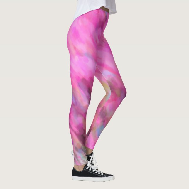 Leggings Arte impresionista rosa brillante (Derecha)