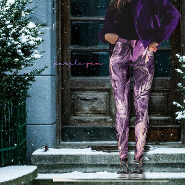 Leggings Arte Líquido con Piedra Preciosa Rosa Púrpura
