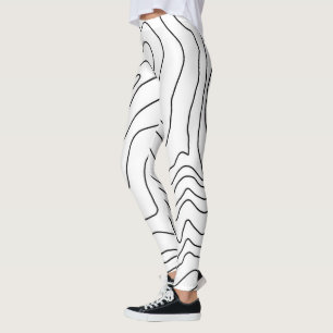 Leggings Arte minimalista de línea blanca y negra Diseño