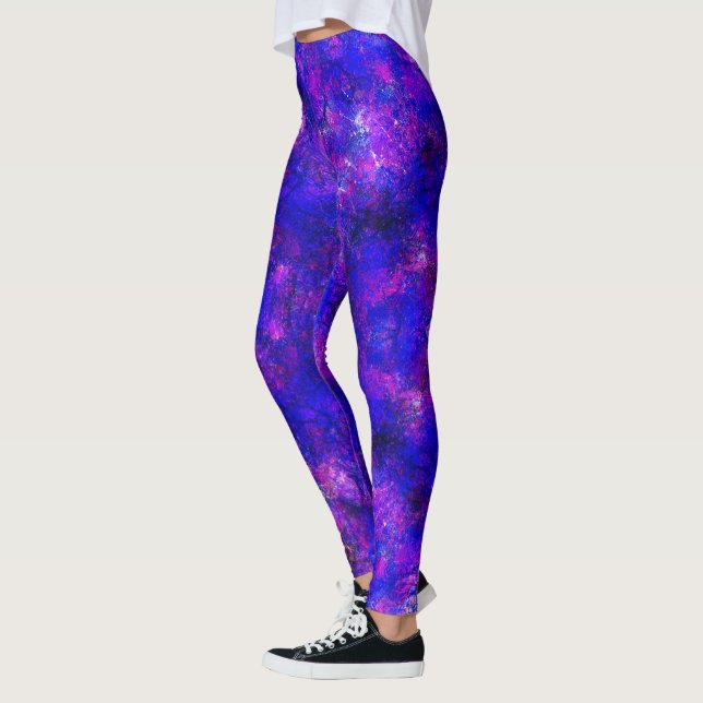 Leggings Arte moderno Resumen Pintura de Mármol Púrpura Cós (Izquierda)
