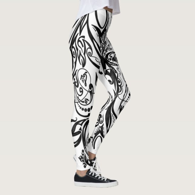 Leggings Arte monocromo inspirado en la naturaleza (Derecha)