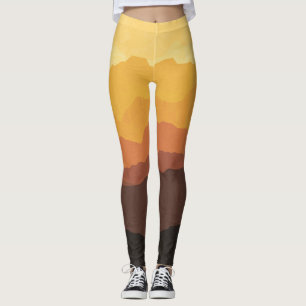 Leggings Arte mural bohemio, montaña pastel.