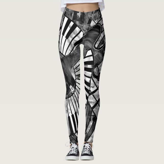 Leggings Arte musical abstracto - Textos mixtos en escala d (Anverso)