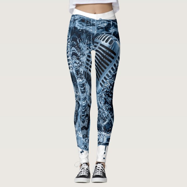 Leggings Arte musical de bloque de hielo de micrófono vinta (Anverso)