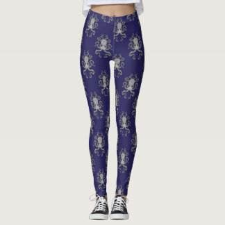 Leggings Arte náutico del ilustracion del gris azul del