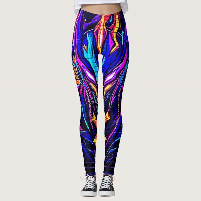 Leggings Arte Neon Cyber Guardian (Anverso)