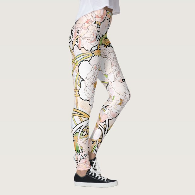 Leggings Arte Nouveau Mucha floral por todo las polainas de (Derecha)