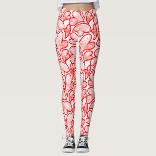 Leggings Arte Nuevo Folaje de Corazones Rojos